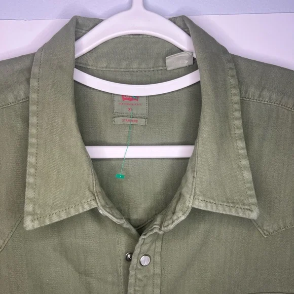 Olive Green Button-Up Shirt - Picture 7 of 13
